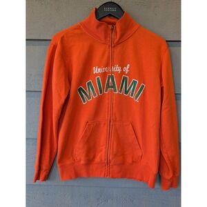 Miami Hurricanes Sweatshirt Mens Medium Orange College MV Sport Full Zip Y2K